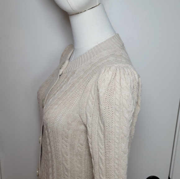 LOFT Cotton-Wool Blend Cable Knit Cardigan Size Small - Picture 7 of 12